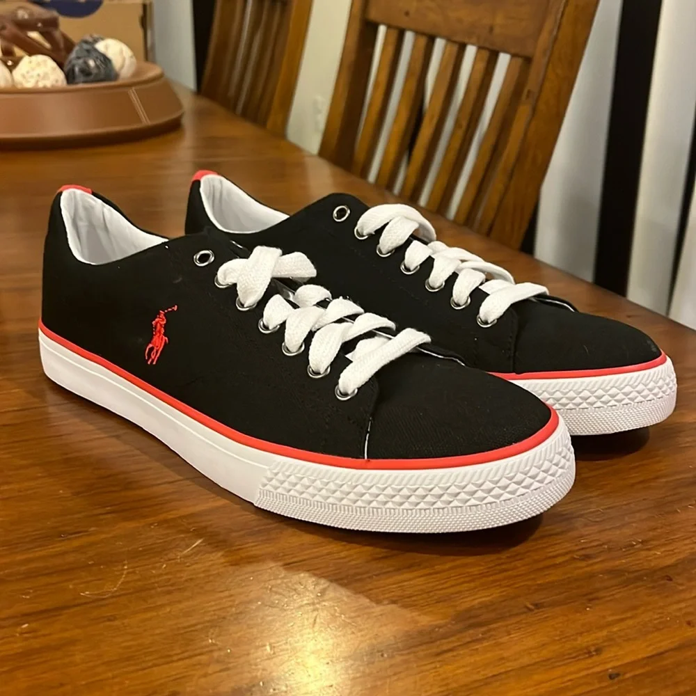 Polo Ralph Lauren Ballards Shoes Sneakers boat new black red Mens Size 10